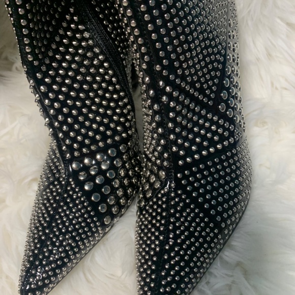 Jeffrey Campbell Black and Silver Studded Heeled Boots - Picture 3 of 4